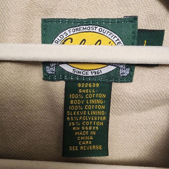 Cabela's 100% Cotton Buttoned Outdoor Jacket Size Large Corduroy Collar & Cuff - Picture 4 of 10